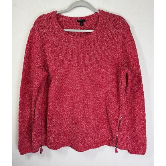 Talbots Sweaters - Talbots Textured Sweater Size 2XP Petite Pink Zipper Hem Chunky Knit Pullover